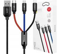 Câble Usb Baseus 3W1 Usb-C / Lightning / Micro 3.5A 0.3M (Czarny)