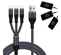 Câble USB C 1.2M avec 3 Connecteurs - Chargeur Rapide QC 3.0 Nylon Tressé, Câble Type C pour iPhone 15, Samsung Galaxy S24 S23 S20 S10, Note 20, Huawei,Xiaomi - Synchronisation et Charge Ultime
