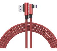 Câble USB C, 1.5M Type C à Angle Droit 90° à Charge et Sync Rapide Compatible avec Huawei P40, Moto G9, Xiaomi Note 10/11/Pro, Realme 8, Samsung A52, S22/S21/S20/FE S10/A22/Pixel 6 etc Rouge