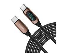 Câble USB C 100 W USB C vers USB C - Câble de charge rapide avec écran LED - Câble de type C vers type C - 480 Mbps - Câble C vers C en nylon tressé pour Moto G04 G24 G Power Eage 50 Razr 40