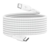 Câble USB-C 100W Charge Ultra-Rapide Nylon Tressé 3 mètres Blanc
