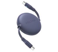 Câble USB-C 100W PD 5A TPE, PowerLink YOYO 1,0 m / 3,3 Ft Type-C Mini Câble Rétractable de charge rapide Bleu, usb c cordon longueur à 4 niveaux pour iphone15, iPad Pro/Air, Galaxy S24, Pixel