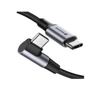 Câble USB C 100W pour Ordinateur Portable Design Coudé Nylon Tressé Swissten Noir