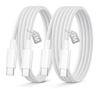 Cable USB C 1M+2M, Cable Chargeur USB C 60W Nylon Tressé Câble Chargeur iPhone pour iPhone 17 16 15 Pro Max,MacBook Pro iPad Air 4,Galaxy S23 S22 Huawei,Google Pixel Xiaomi Sony