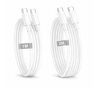 Câble USB C 1M+2M Lot de 2, Charge Rapide 60W, Résistant à l'Usure, au Quotidien Comme en Voyage ou au Bureau, Cable Type C Compatible Avec iPhone 17/16/15/Pro/Plus/Pro Max, Mac, iPad Air, Samsung