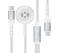 Câble USB-C 2 en 1 pour Smartwatch 2.5W / USB-C Power Delivery 60W 1.2m Swissten Blanc