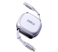 Câble USB C 240W 4 Longueurs Réglables Multi-Usage | pour tressé nylon pour premium, alliage aluminium, résistance accrue, dure pour 5 fois plus long, fini élégant(Purple)