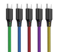 Câble USB C 2m 5 Pack Cable USB Type C Chargeur Type- C en PVC Rapide Chargeur pour Samsung Galaxy S9+/S9/S8,Note 8,Huawei P10/P9