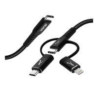 Câble USB-C 3 en 1 Intensité 3A Charge et Synchro Longueur 1m Akashi Noir