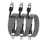 Câble USB C 60 W, 【lot de 3, 2 m, 2 m, 3 m】 Kit de Câbles USB C vers USB C, Câble de Charge Rapide PD 3.0 USB C pour iPhone 16,iPhone 15,Switch 2,Samssung Galaxy S25,Pixel,MacBook Air,iPad,LG