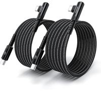 Câble Usb C 60w [2 Pcs] [2m+2m] Usb C Vers Type C Coudé Pd 3.0 Cable De Charge Rapide En Nylon Pour Iphone 17 Pro Max/16/16 Pro Max/15 Samsung Galaxy S24 S23 S22 Note 20 Macbook Pixel, Noir