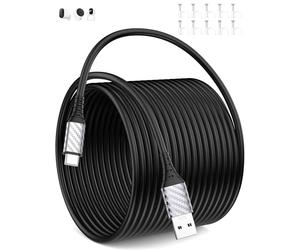 Cable USB C 9m/30ft, 3A Extra Long Câble USB A vers USBC Charge Rapide Cable Charge Type C Cordon pour iPad Air Samsung A16 A17 S25 S24 S23 Pixel 9a 8a 7 6 Mi Smart Camera C301 C400 C500 Pro C700 Noir