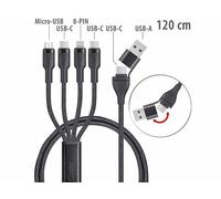 Callstel Câble USB-C / A vers USB-C / Micro-USB / Lightning - noir 1,2 m