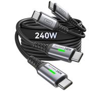 Cable USB C a USB C de 240 W, [3.3 pies, paquete de 2] cable de carga rápida tipo C, cable trenzado USB C a USB C para iPhone 16, 15 Pro Max, Samsung S24, S23, portátiles, Switch, Steam