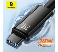 Câble USB C Baseus 240W pour iPhone 17 16 15 Plus Pro Max, Supercharge pour Macbook, Chargeur Rapide Type C pour Xiaomi Samsung 1 pièce 240W