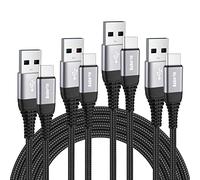 Câble USB C Charge Rapide [0.3M+1M+2M+3M, Lot de 4], Cable Chargeur USB Type C Tressé pour iphone 17 16 15 Pro Max Samsung Galaxy S25 Plus Ultra S24 S23 S22 A55 A35 Redmi Note 13 Pro 12 Manette PS5