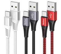 Câble USB C Charge Rapide [1M, Lot de 3], Câble USB vers USB C Nylon Cable Chargeur Type C pour iPhone 17 16 15, Samsung Galaxy S26 S25 S24 S23 S22 S21 S20 S10, Huawei P60 P50, Redmi Note 13 12