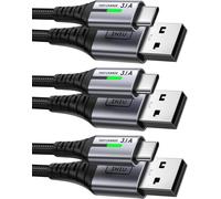 Cable USB C Charge Rapide 3,1A,[2m+2m+0,5m/Lot de 3] Câble USB vers USB C,Nylon Chargeur Cable Type C USB A Cordon USBC pour Samsung Galaxy S21 S20 A34 iPhone 15 Pro Google Pixel 7 Xiaomi PS5