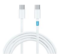 Waytex Câble charge rapide USB C vers USB C 3A/60W, Longueur 2,00 m, Cordon USB type C 2.0 M/M Gaine Nylon tressé anti-rupture Blanc, Compatible Iphone, Ipad et Androïd avec type C