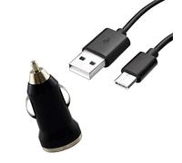 Cable USB-C + Chargeur Voiture Noir Compatible avec ONEPLUS 7 Pro/ONEPLUS 7/ONEPLUS 6T/ONEPLUS 6/ONEPLUS 5T/ONEPLUS 5/ONEPLUS 3T/3 - Cable Type USB-C Mesure 1 Metre Chargeur Voiture Auto Phonillico®