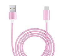 Câble USB-C Compatible Xiaomi Redmi A3X Câble USB Tressé Nylon 1 Mètre Câble Charge/Synchro Rapide-Transfert de données - Rose