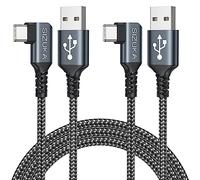 Câble USB C Coudé 90 Degrés [3m+3m / Lot de 2]Charge Rapide Câble Chargeur USB C 3.1A Nylon Tressé Compatible avec Galaxy S22 S21 S20 S10 Note 20 10, A71 A53 A33 A20, Huawei, Xiaomi, Sony Xperia