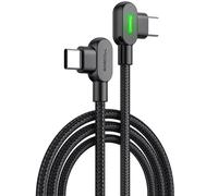 Câble USB-C coudé à 90° MCDODO, charge rapide, double face, type C, LED, 2 m