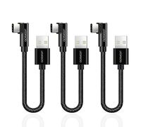 Cable USB C Coudé,Lot de 3 Cable USB C Court 0.2m Câble Chargeur USB C Charge Rapide & Synchro USB Type C en Nylon Tressé Anti-enroulement Compatible avec iPhone15,Galaxy S23 S22 (Noir)