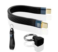 Câble USB C court 13 cm 240W avec porte-clés portable - Cordon de charge rapide Type-C PD3.1/USB4 pour Thunderbolt 3-4, transfert 40Gbps et vidéo 8K60Hz, Compatible avec iPhone 16/15 Pro Max Plus, Com