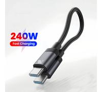 Câble USB C court 15CM/20CM 240W Type C à Type C câble de charge rapide câble tressé magnétique pour iphone 15 16 17 Samsung Huawei Orange 15cm