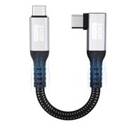 Câble USB C court,câble USB C coudé 20cm,20Gbps/240W/5K@60Hz USB 3.2 Gen2 × 2,US B C vers US B C 90 degrés PD3.1 câble vidéo 4K@144Hz pour iPhone 16/Plus/Pro Max/iPhone 15/MacBook Pro/iPad Pro,PSSD