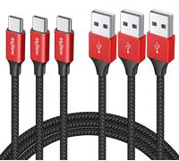 Cable USB C Courte 50cm, [0.5M Lot de 3] Cable USB USB C Charge Rapide 3A Chargeur Nylon pour Galaxy S25 S24 S23 S22 S21 S20 S10 A13 A12 A14 A52 A53 A53s S9 S8 Redmi 9A Note 11 Pro,PS5,Switch