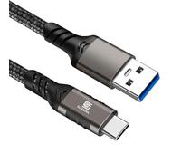 Câble USB C de 1 m, câble USB-A vers USB-C USB 3.1 USB 3.2 Gen2 10 Gbit/s pour Samsung Galaxy S24 S23 S22 S21 S20 S10 S9 S8+, Android Auto USB Cord et iPhone 15/15 Pro, nylon tressé.