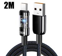 Câble Usb C De Charge Rapide 240W 10A,En Nylon Tressé,Transparent,Type C,Haute Vitesse,Pour Ligne De Données Samsung Huawei Mi.2M-A To C.