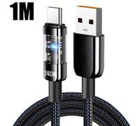 Câble Usb C De Charge Rapide 240W 10A, En Nylon Tressé, Transparent, Type C, Haute Vitesse, Pour Ligne De Données Samsung Huawei Mi.1M-A To C.