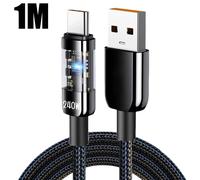 Câble Usb C De Charge Rapide 240W 10A,En Nylon Tressé,Transparent,Type C,Haute Vitesse,Pour Ligne De Données Samsung Huawei Mi.1M-A To C.