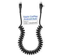 Câble USB C Enroulé vers Lightning Apple Carplay et Android Auto, [Certifié MFi] pour Voiture avec Sync de Données, Chargeur iPhone 15 14 13 Android