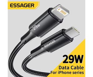 Câble USB C Essager pour iPhone 14 13 12 11 Pro Max Xs 8 Plus iPad Macbook fil 29W PD charge rapide Type C vers cordon de données d'éclairage Blue 27W