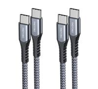 Câble USB C,【Lot de 2, 2M+2M】60W PD3.0 Cable USB C vers USB C Nylon Tressé Compatible avec iPhone 15 Plus Pro Max, Samsung Galaxy S21 S22 S23 S24, iPad Pro, iPad Air, MacBook Air, Pixel8/7, Tablettes