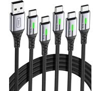 Câble USB C [Lot de 5], Cable USB vers USB C 3,1A Charge Rapide, Cable Type C en Nylon pour Chargeur iPhone 15 Samsung Galaxy S22 S21 S10 S9 Google Pixel 7 Pro iPad OnePlus Huawei (1+1+2+2+0.5m)