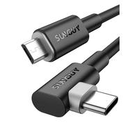 Câble USB C Micro USB OTG, [Lot de 2 0,6m] Câble de charge Android coudé à 90 degrés Type C vers Micro USB, compatible avec MacBook Pro/Air, Galaxy S21/S20/S10, Pixel 5/4/3, Kindle