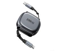 Câble USB C PD3 240 W avec design magnétique rétractable, quatre options de longueur, prend en charge la charge haute vitesse et le transfert de données (noir)