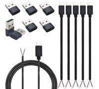 Câble USB C Pigtail 2conducteurs, câble mâle nu de type C CESFONJER 22AWG et adaptateurs 5kit, câble d'alimentation à extrémité ouverte Pigtail DIY 1M/3Ft (pour le chargement de l'appareil uniquement)