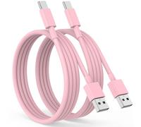 Cable USB C pour iPhone 16 17 15 Pro Max Plus,USB C vers USB Charge Rapide [2M/Lot de 2] Câble USB Type C Cable Voiture pour Apple CarPlay Compatible avec Galaxy S25 S24 S23,iPad Pro-Rose