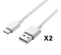 Cable USB-C pour Samsung A12 - A02S - A32 4G - A32 5G - A42 5G - A52 - Blanc - 1 Mètre - Lot de 2 - Phonillico®