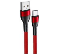 Câble USB-C Rapide 3A pour OPPO A94 A72 A16 A53S A54 A55 A56 A93 A93s Reno 8 Pro Find X5 - 1 Mètre Rouge Nylon Fin Tressé - E.F.Connection