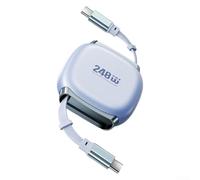 Câble USB C rétractable 240 W PD3 1 avec design magnétique, quatre réglages de longueur pour un transfert de données stable et une charge (gris)