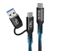 Câble USB C, USB 3.2 Gen 2X2 20Gbps, Multi-fonction 2 en 1 USB A to Type C 8K@60Hz UHD Video 5A/240W PD3.1 Charge Rapide Cord Compatible avec Thunderbolt 3/4 MacBook Pro Samsung (100, Centimètres)