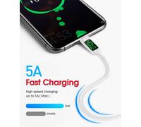 Câble Usb C,Usb Type C 100W/5A Charge Rapide Avec Affichage À Led Intelligent Pour Samsung S20/S10/S9/S8, Huawei P30 Pro, P20 Pro, Xiaomi Redmi Lg V40 Et Autre Chargeur Usb C-1.2M