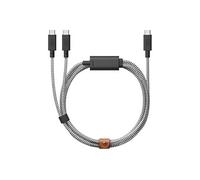 Câble USB-C vers 2 USB-C Charge 140W et Synchronisation 480Mbps Modèle Belt 2m Blanc / Noir